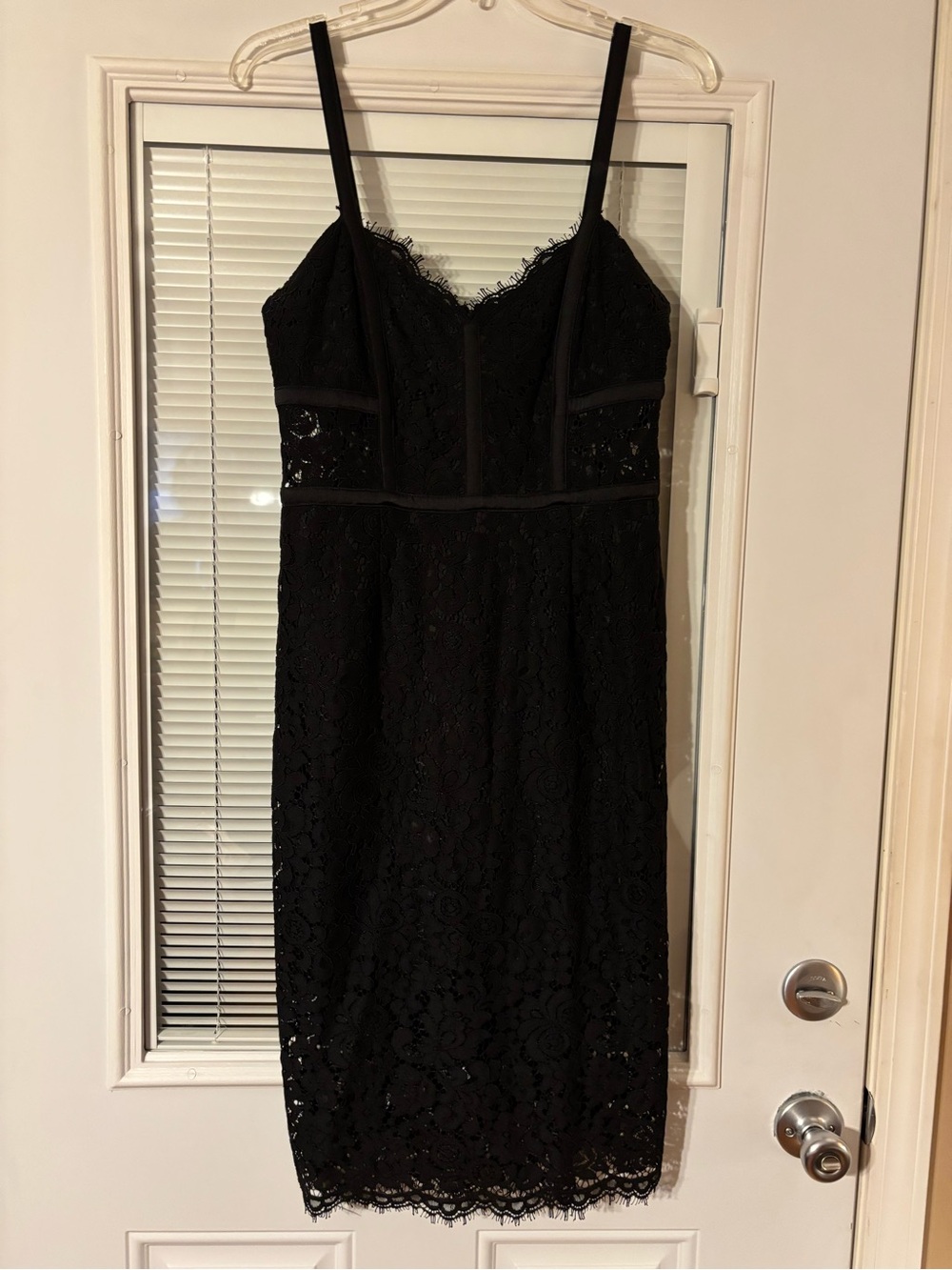 Express Black Lace Midi Dress with Spaghetti Straps